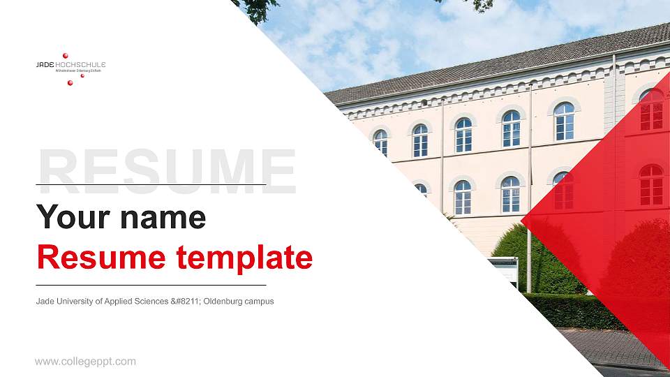 Jade University of Applied Sciences – Oldenburg campus Resume PPT Template16:9 ratio PPT effect preview image