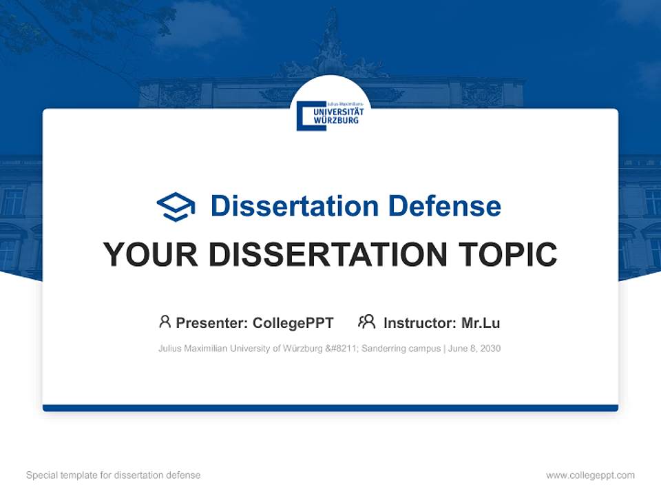 Julius Maximilian University of Würzburg – Sanderring campus Graduation Thesis Defense PPT Template4:3 ratio PPT effect preview image7