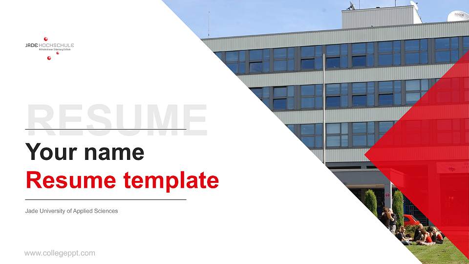 Jade University of Applied Sciences Resume PPT Template16:9 ratio PPT effect preview image