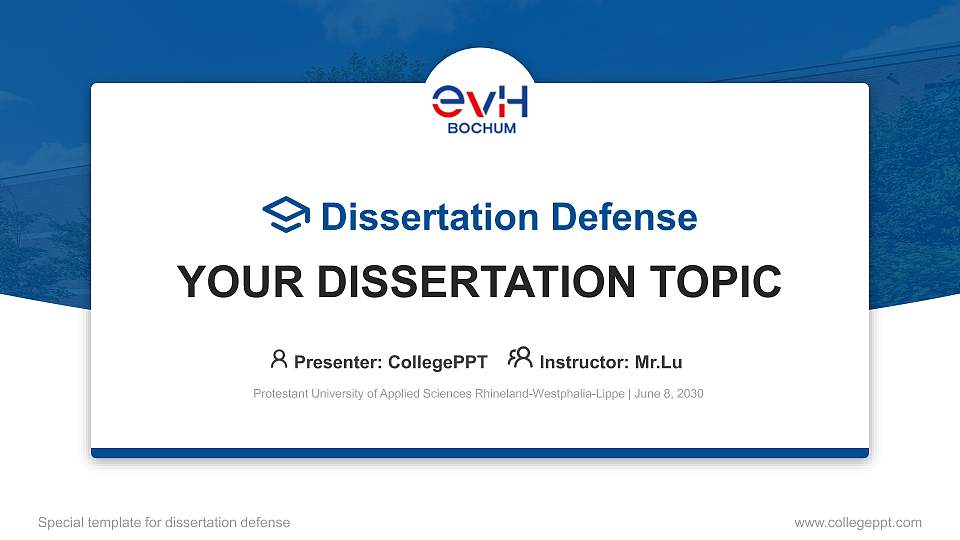 Protestant University of Applied Sciences Rhineland-Westphalia-Lippe Graduation Thesis Defense PPT Template16:9 ratio PPT effect preview image