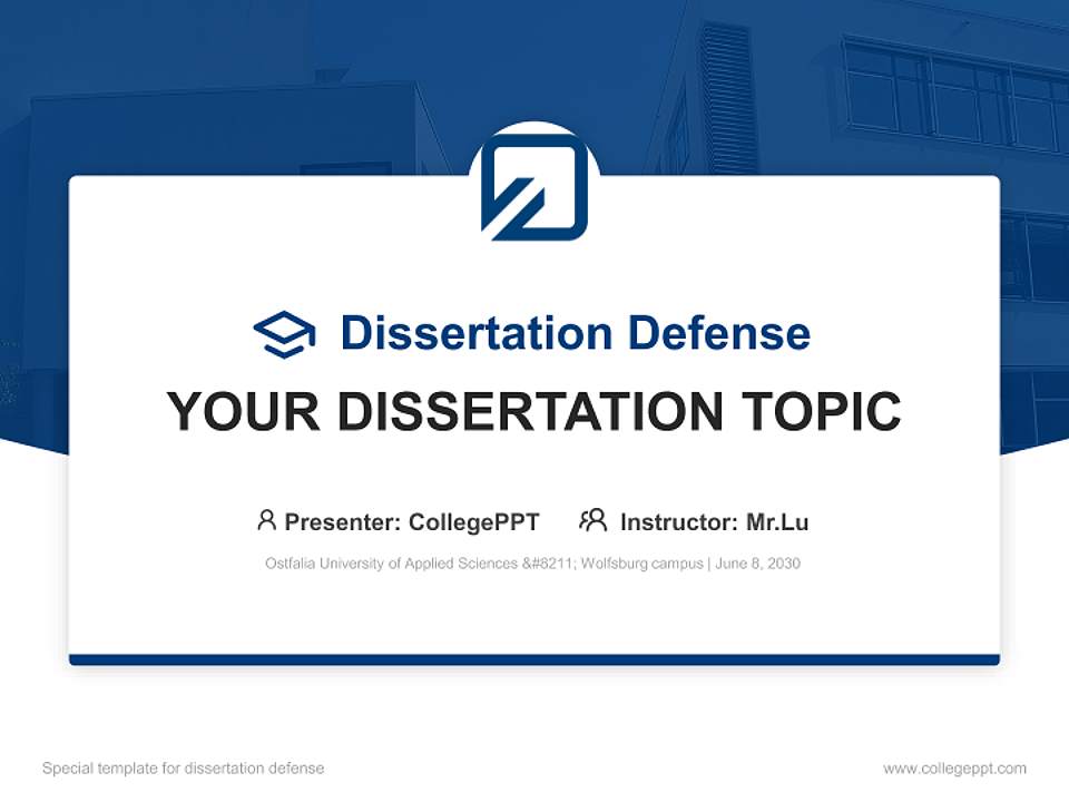 Ostfalia University of Applied Sciences – Wolfsburg campus Graduation Thesis Defense PPT Template4:3 ratio PPT effect preview image7