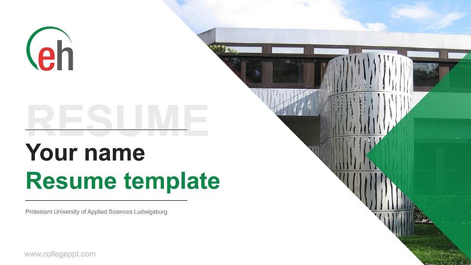 Protestant University of Applied Sciences Ludwigsburg Resume PPT Template16:9 ratio PPT effect preview image