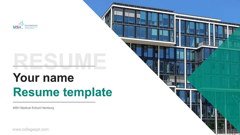 MSH Medical School Hamburg Resume PPT Template16:9 ratio PPT effect preview image