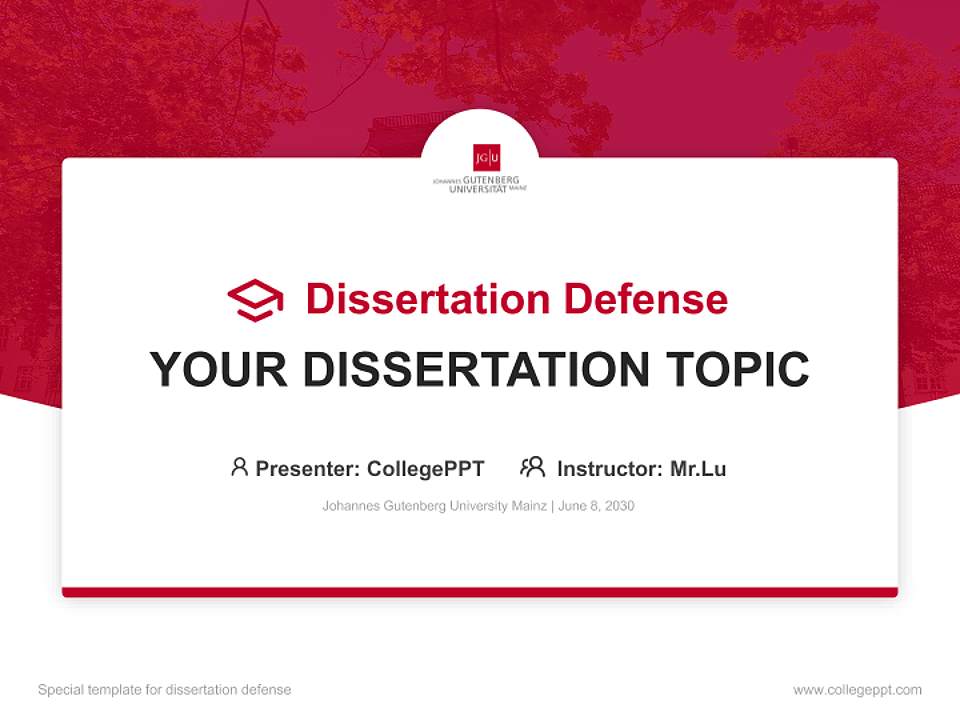 Johannes Gutenberg University Mainz Graduation Thesis Defense PPT Template4:3 ratio PPT effect preview image7