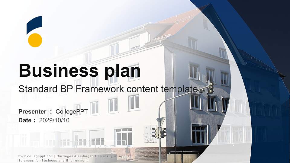 Nürtingen-Geislingen University of Applied Sciences for Business and Environment Competition/Entrepreneurship Contest PPT Template16:9 ratio PPT effect preview image
