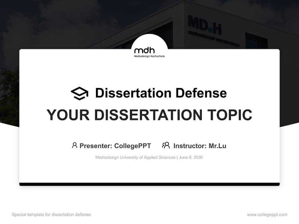 Mediadesign University of Applied Sciences Graduation Thesis Defense PPT Template4:3 ratio PPT effect preview image7