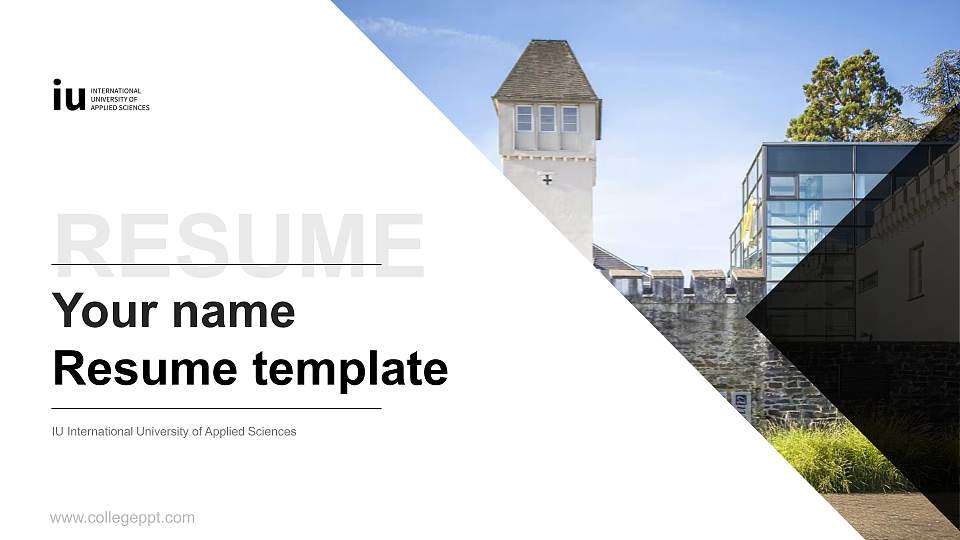 IU International University of Applied Sciences Resume PPT Template16:9 ratio PPT effect preview image