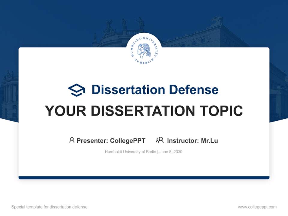 Humboldt University of Berlin Graduation Thesis Defense PPT Template4:3 ratio PPT effect preview image7