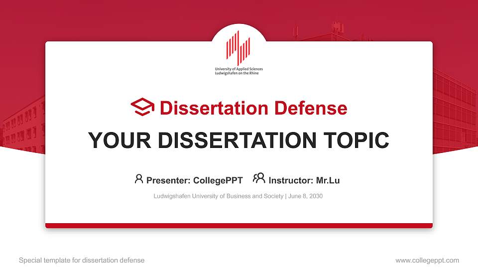 Ludwigshafen University of Business and Society Graduation Thesis Defense PPT Template16:9 ratio PPT effect preview image
