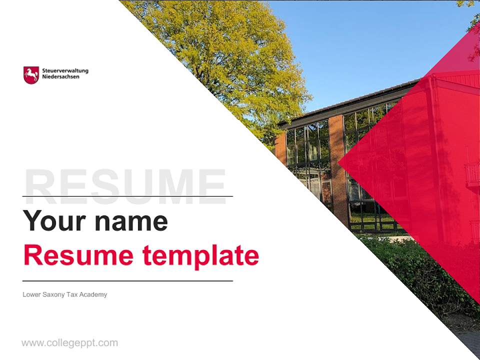 Lower Saxony Tax Academy Resume PPT Template4:3 ratio PPT effect preview image5