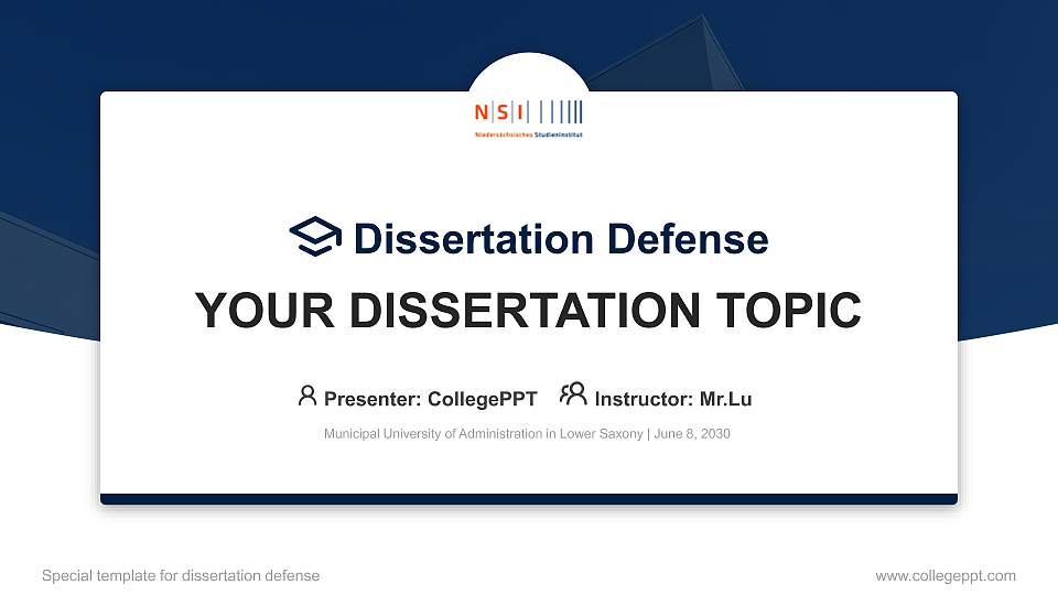 Municipal University of Administration in Lower Saxony Graduation Thesis Defense PPT Template16:9 ratio PPT effect preview image