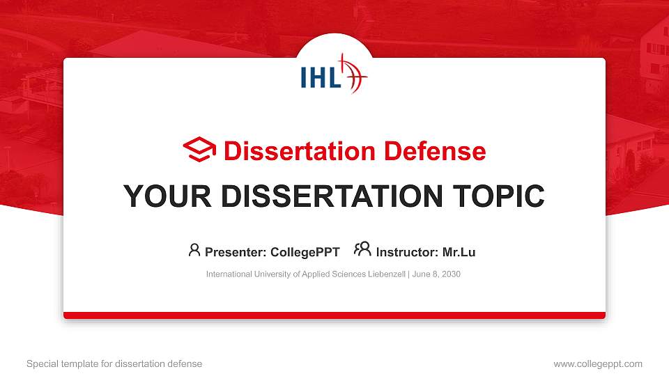 International University of Applied Sciences Liebenzell Graduation Thesis Defense PPT Template16:9 ratio PPT effect preview image