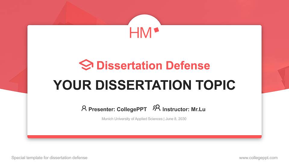 Munich University of Applied Sciences Graduation Thesis Defense PPT Template16:9 ratio PPT effect preview image