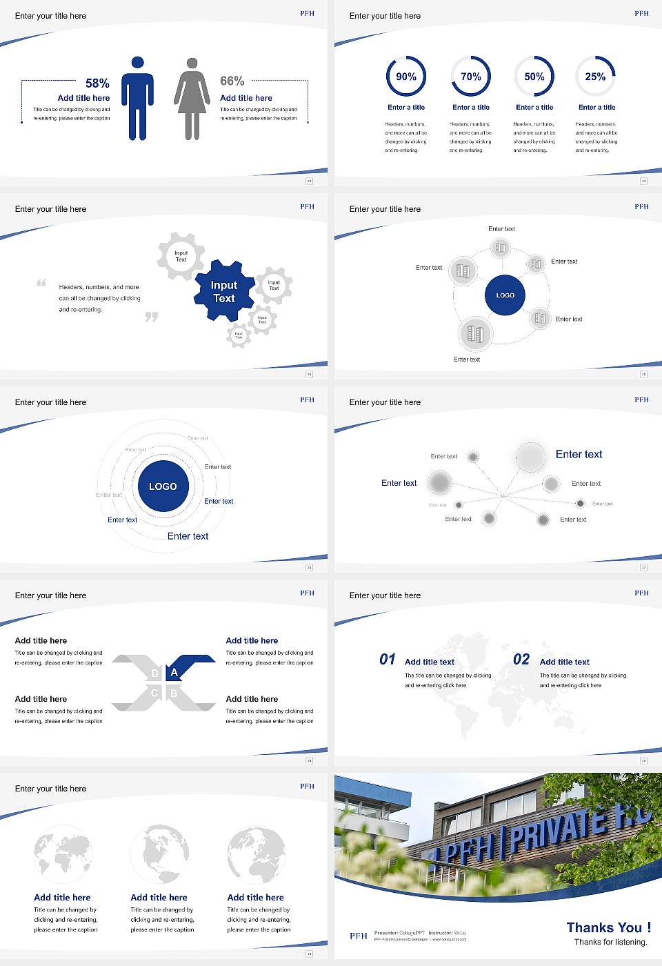 PFH Private University Göttingen Course/Courseware Creation PPT Template16:9 ratio PPT effect preview image4