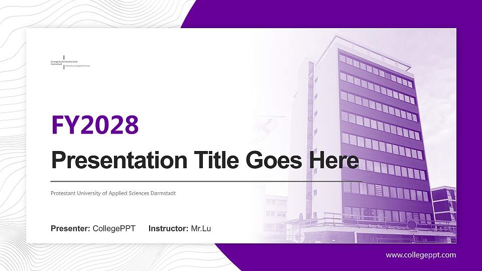 Protestant University of Applied Sciences Darmstadt Academic Presentation/Research Findings Report PPT Template16:9 ratio PPT effect preview image