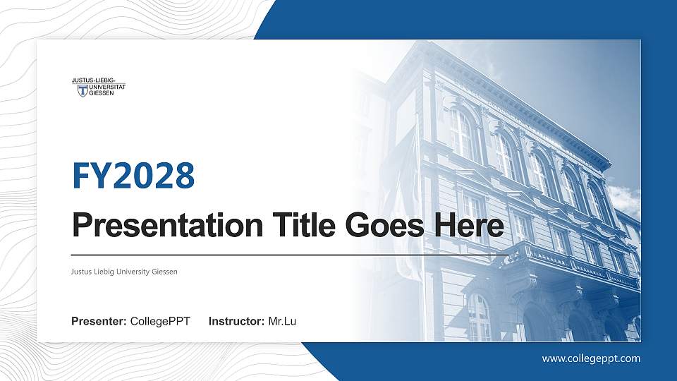Justus Liebig University Giessen Academic Presentation/Research Findings Report PPT Template16:9 ratio PPT effect preview image