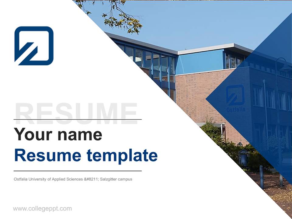 Ostfalia University of Applied Sciences – Salzgitter campus Resume PPT Template4:3 ratio PPT effect preview image5