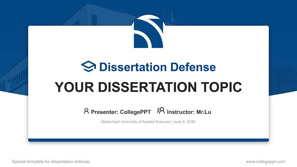 Niederrhein University of Applied Sciences Graduation Thesis Defense PPT Template16:9 ratio PPT effect preview image