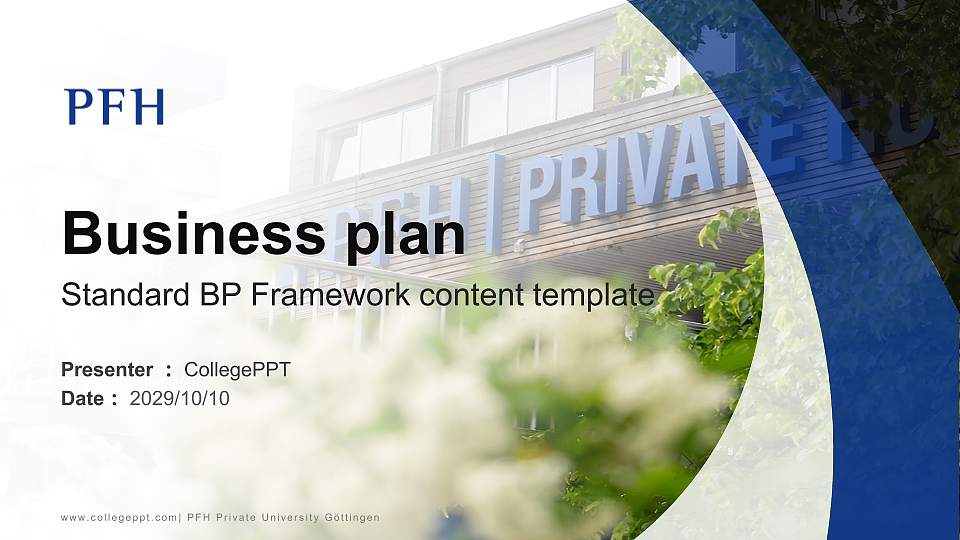 PFH Private University Göttingen Competition/Entrepreneurship Contest PPT Template16:9 ratio PPT effect preview image
