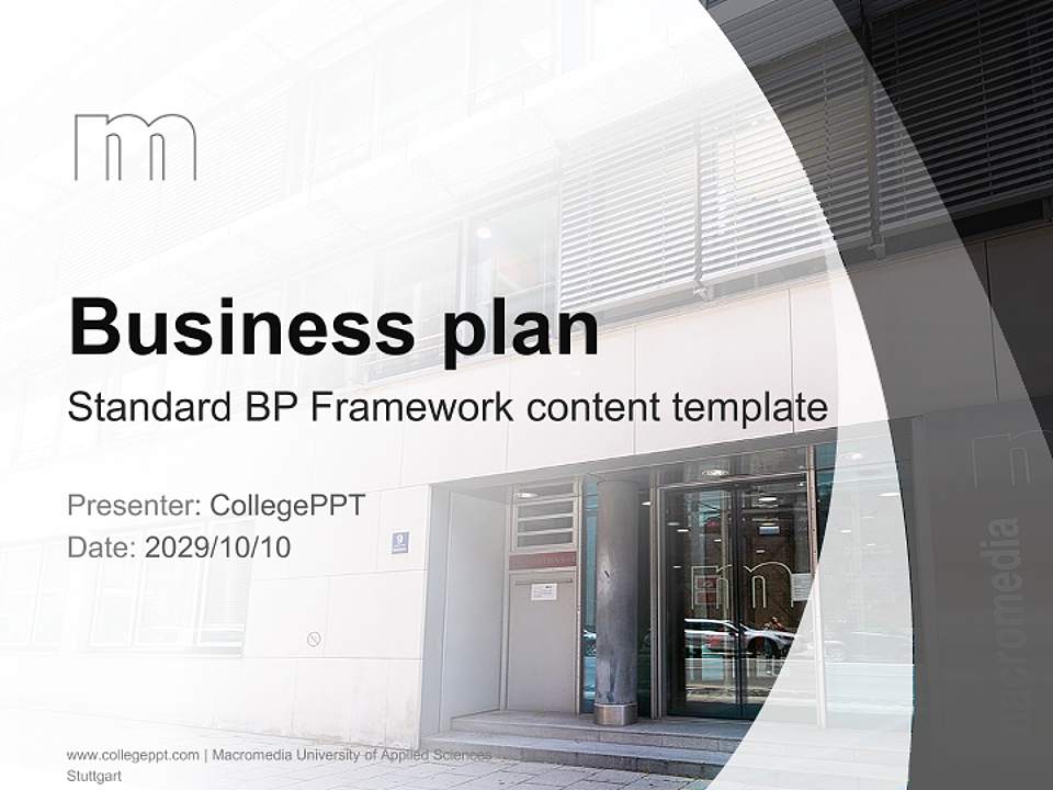 Macromedia University of Applied Sciences Stuttgart Competition/Entrepreneurship Contest PPT Template4:3 ratio PPT effect preview image9