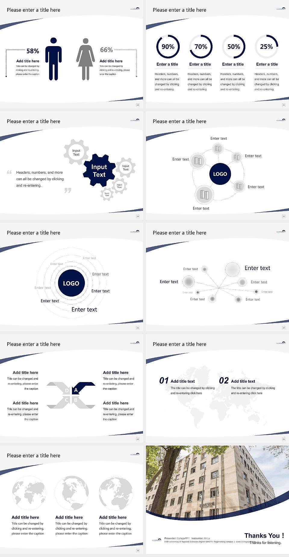 HSD University of Applied Sciences Döpfer – Regensburg campus Course/Courseware Creation PPT Template4:3 ratio PPT effect preview image4