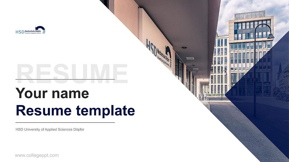 HSD University of Applied Sciences Döpfer Resume PPT Template16:9 ratio PPT effect preview image