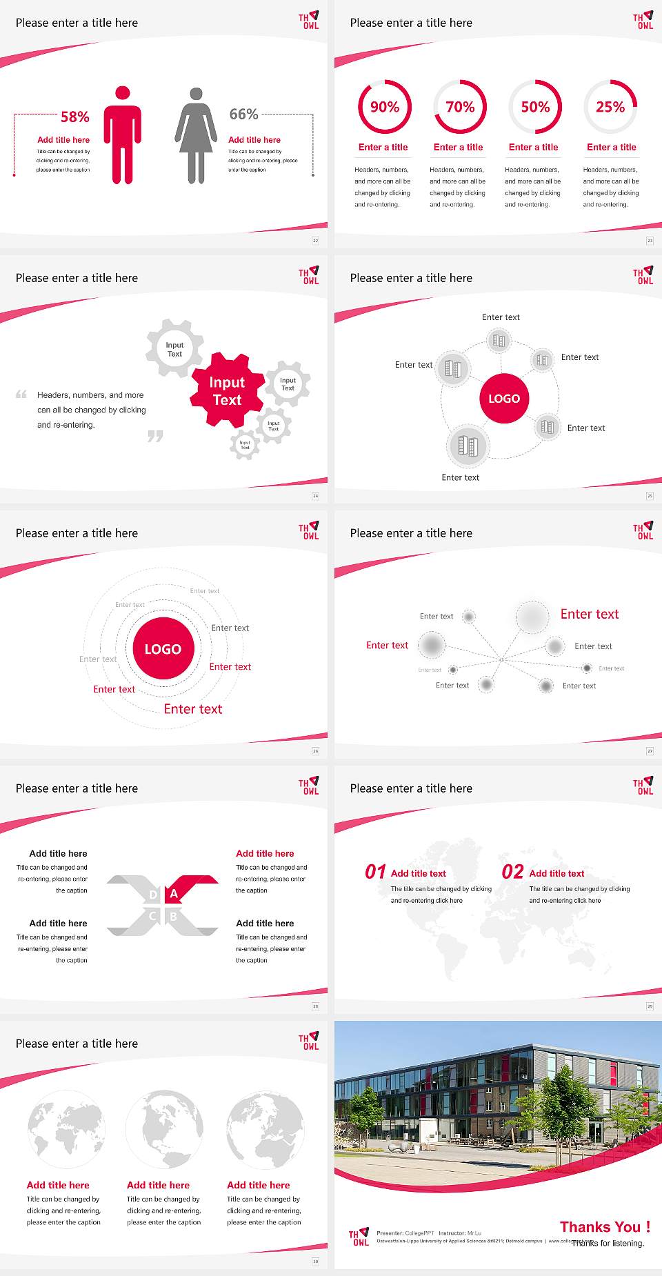 Ostwestfalen-Lippe University of Applied Sciences – Detmold campus Course/Courseware Creation PPT Template4:3 ratio PPT effect preview image4