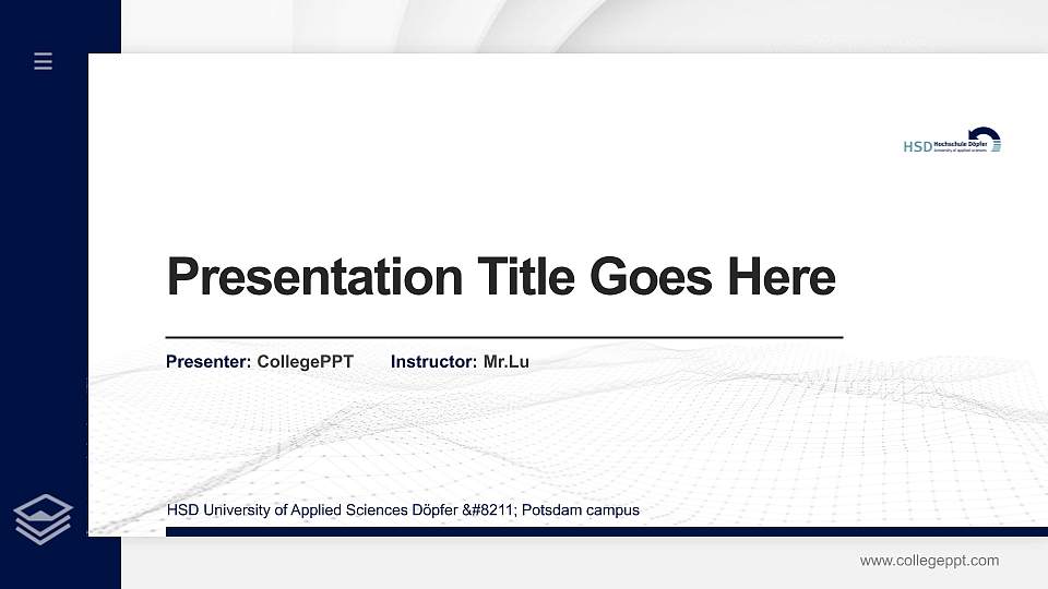HSD University of Applied Sciences Döpfer – Potsdam campus Thesis Proposal/Graduation Defense PPT Template16:9 ratio PPT effect preview image