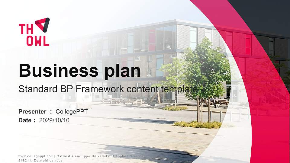 Ostwestfalen-Lippe University of Applied Sciences – Detmold campus Competition/Entrepreneurship Contest PPT Template16:9 ratio PPT effect preview image