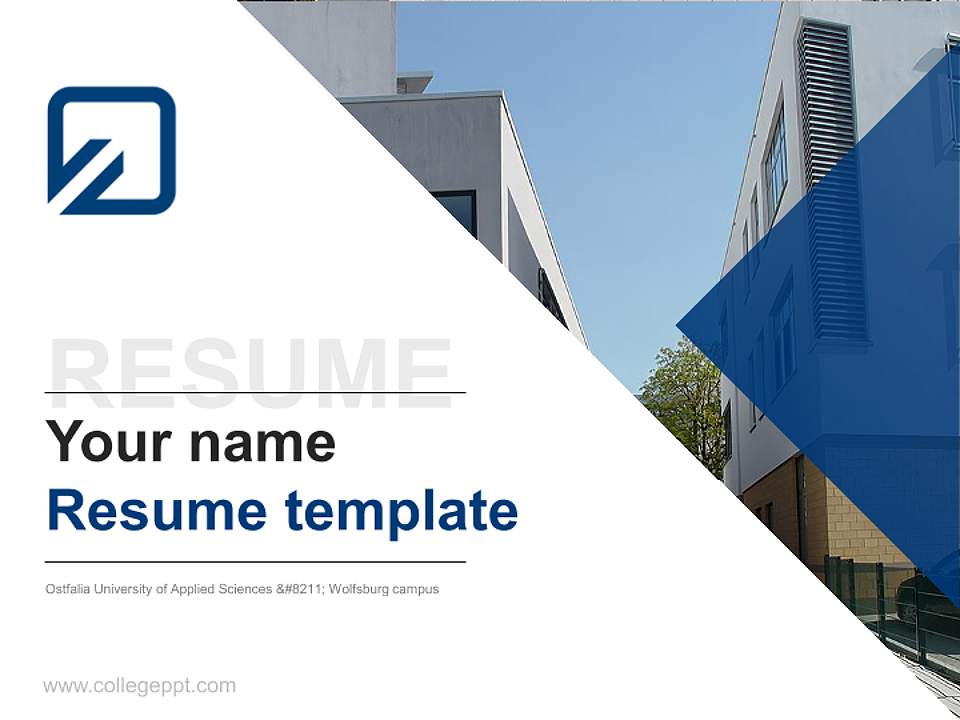 Ostfalia University of Applied Sciences – Wolfsburg campus Resume PPT Template4:3 ratio PPT effect preview image5