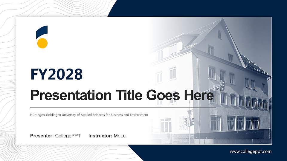 Nürtingen-Geislingen University of Applied Sciences for Business and Environment Academic Presentation/Research Findings Report PPT Template16:9 ratio PPT effect preview image