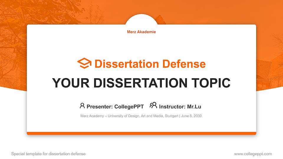 Merz Academy – University of Design, Art and Media, Stuttgart Graduation Thesis Defense PPT Template16:9 ratio PPT effect preview image