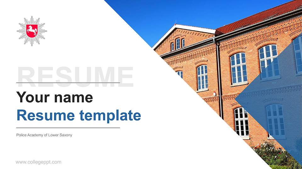 Police Academy of Lower Saxony Resume PPT Template16:9 ratio PPT effect preview image