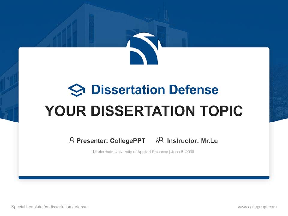 Niederrhein University of Applied Sciences Graduation Thesis Defense PPT Template4:3 ratio PPT effect preview image7