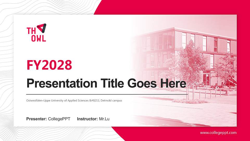 Ostwestfalen-Lippe University of Applied Sciences – Detmold campus Academic Presentation/Research Findings Report PPT Template16:9 ratio PPT effect preview image