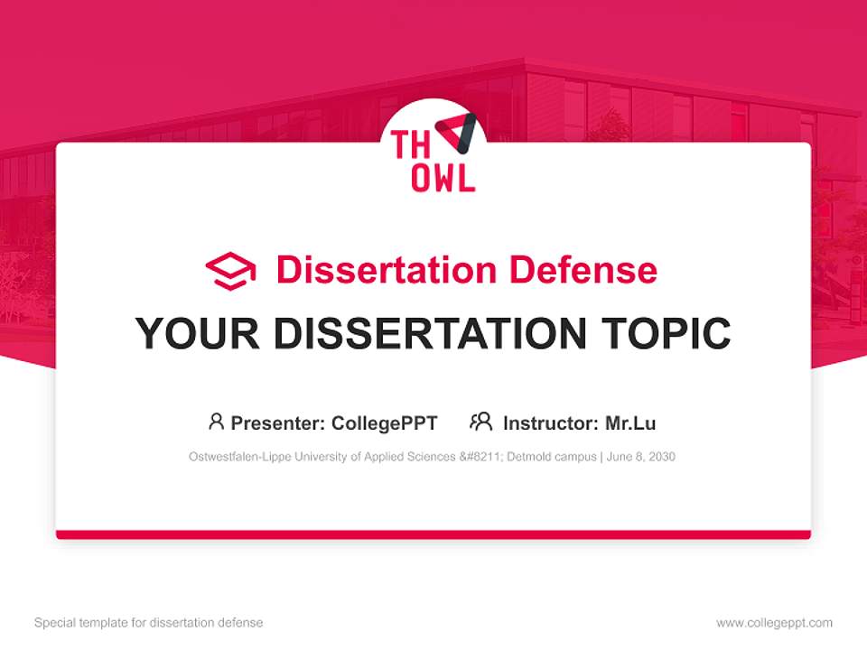 Ostwestfalen-Lippe University of Applied Sciences – Detmold campus Graduation Thesis Defense PPT Template4:3 ratio PPT effect preview image7