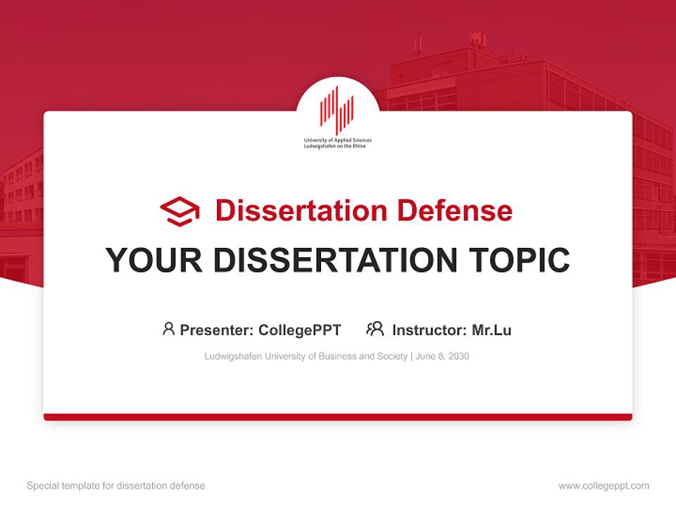 Ludwigshafen University of Business and Society Graduation Thesis Defense PPT Template4:3 ratio PPT effect preview image7