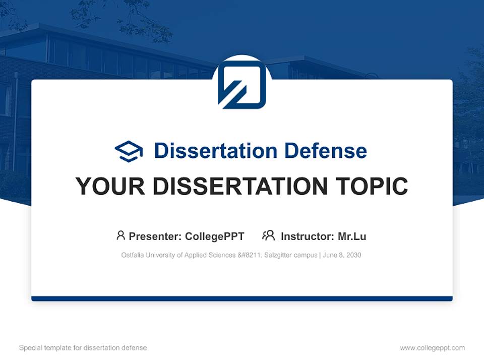 Ostfalia University of Applied Sciences – Salzgitter campus Graduation Thesis Defense PPT Template4:3 ratio PPT effect preview image7