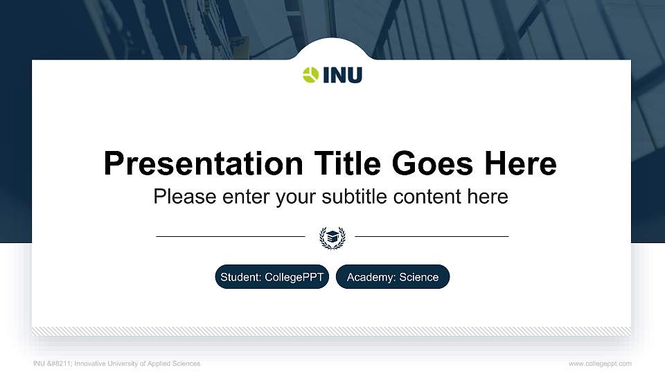 INU – Innovative University of Applied Sciences National Scholarship Defense PPT Template16:9 ratio PPT effect preview image