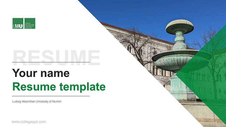 Ludwig Maximilian University of Munich Resume PPT Template16:9 ratio PPT effect preview image