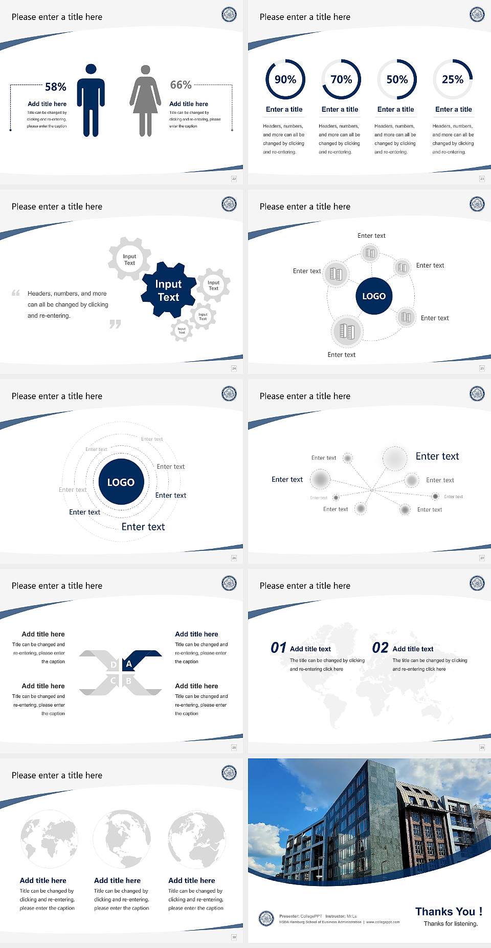 HSBA Hamburg School of Business Administration Course/Courseware Creation PPT Template4:3 ratio PPT effect preview image4