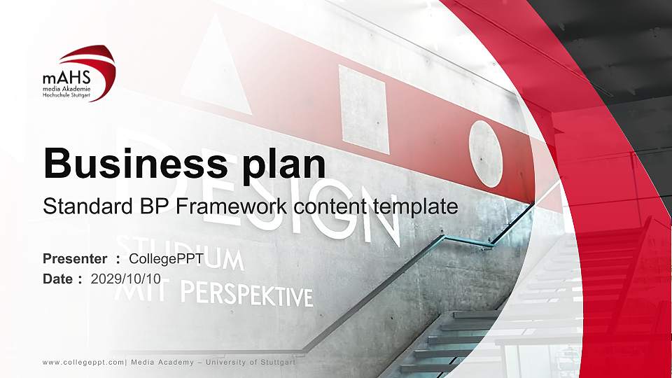 Media Academy – University of Stuttgart Competition/Entrepreneurship Contest PPT Template16:9 ratio PPT effect preview image