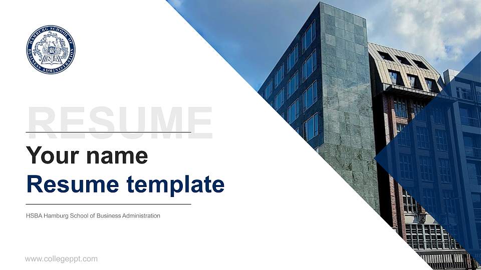 HSBA Hamburg School of Business Administration Resume PPT Template16:9 ratio PPT effect preview image