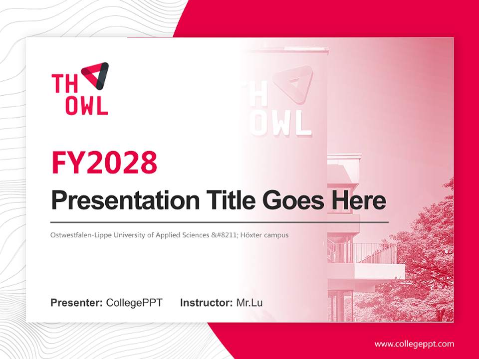 Ostwestfalen-Lippe University of Applied Sciences – Höxter campus Academic Presentation/Research Findings Report PPT Template4:3 ratio PPT effect preview image5