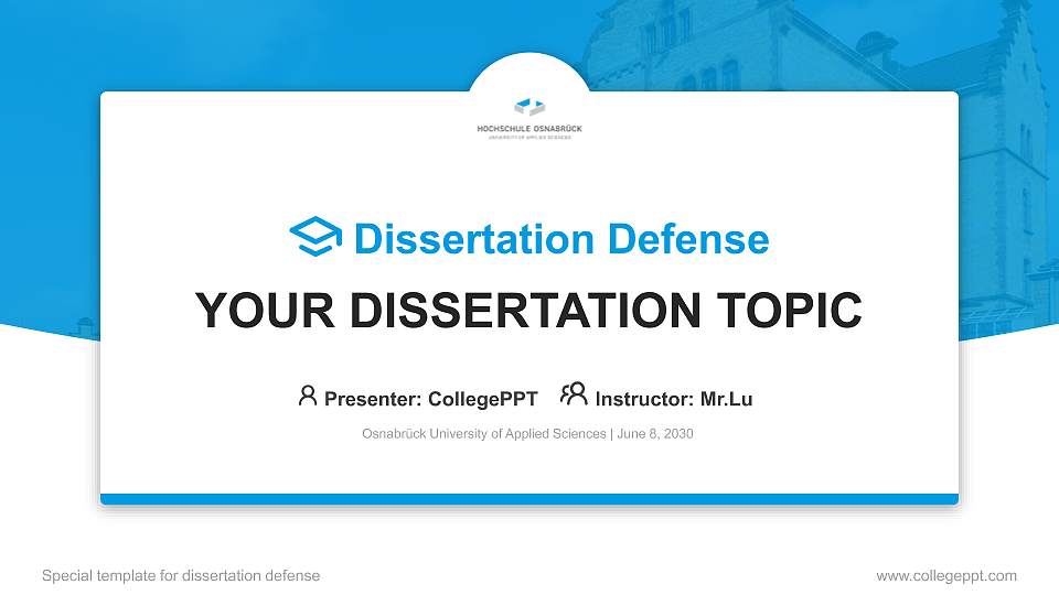 Osnabrück University of Applied Sciences Graduation Thesis Defense PPT Template16:9 ratio PPT effect preview image