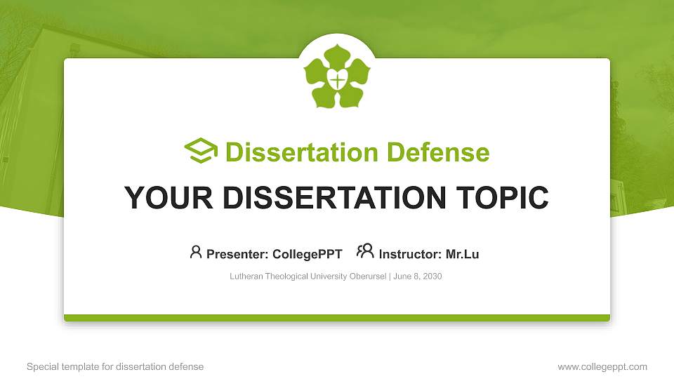 Lutheran Theological University Oberursel Graduation Thesis Defense PPT Template16:9 ratio PPT effect preview image