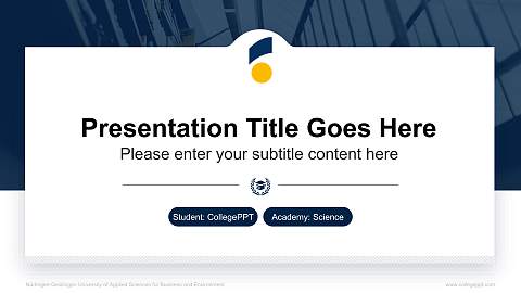 Nürtingen-Geislingen University of Applied Sciences for Business and Environment National Scholarship Defense PPT Template