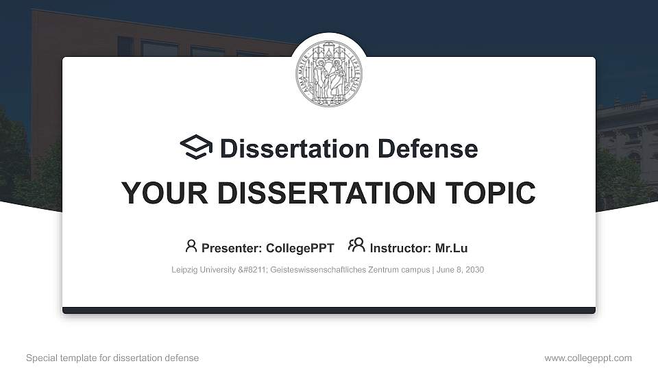 Leipzig University – Geisteswissenschaftliches Zentrum campus Graduation Thesis Defense PPT Template16:9 ratio PPT effect preview image