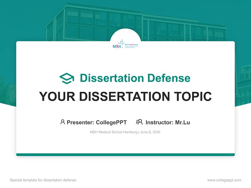 MSH Medical School Hamburg Graduation Thesis Defense PPT Template4:3 ratio PPT effect preview image7