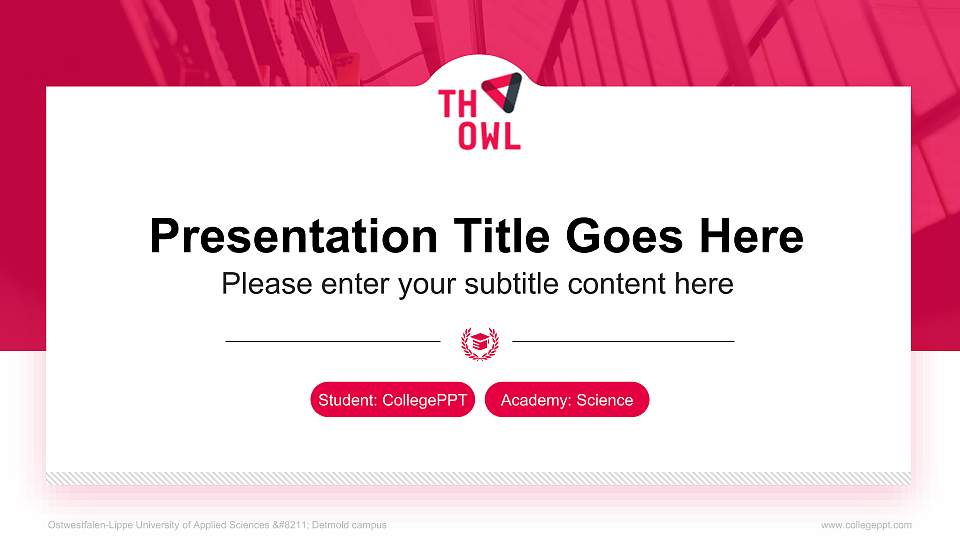 Ostwestfalen-Lippe University of Applied Sciences – Detmold campus National Scholarship Defense PPT Template16:9 ratio PPT effect preview image